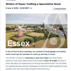 Society of Authors (Writers of Essex) Talk: Crafting a Speculative Novel